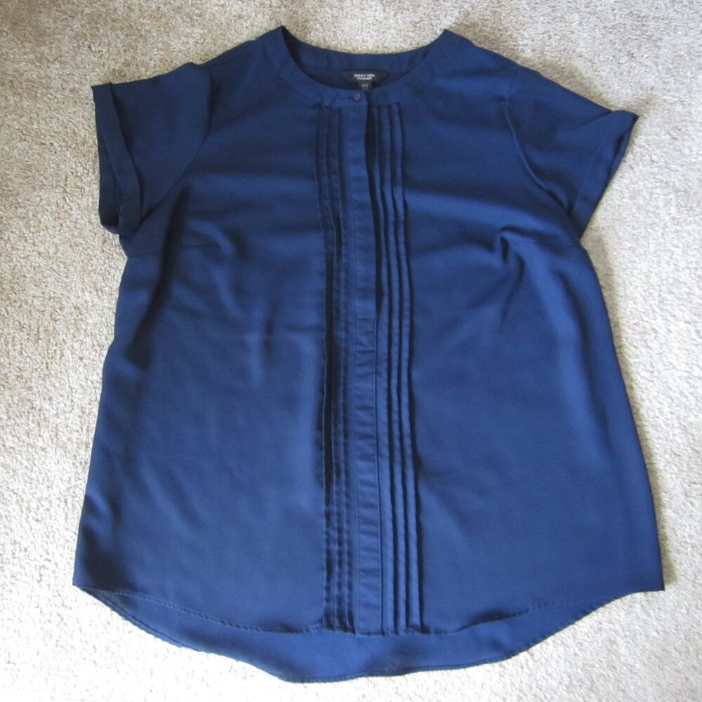 Simply Vera Vera Wang women's plus 0X navy blue short sleeve blouse